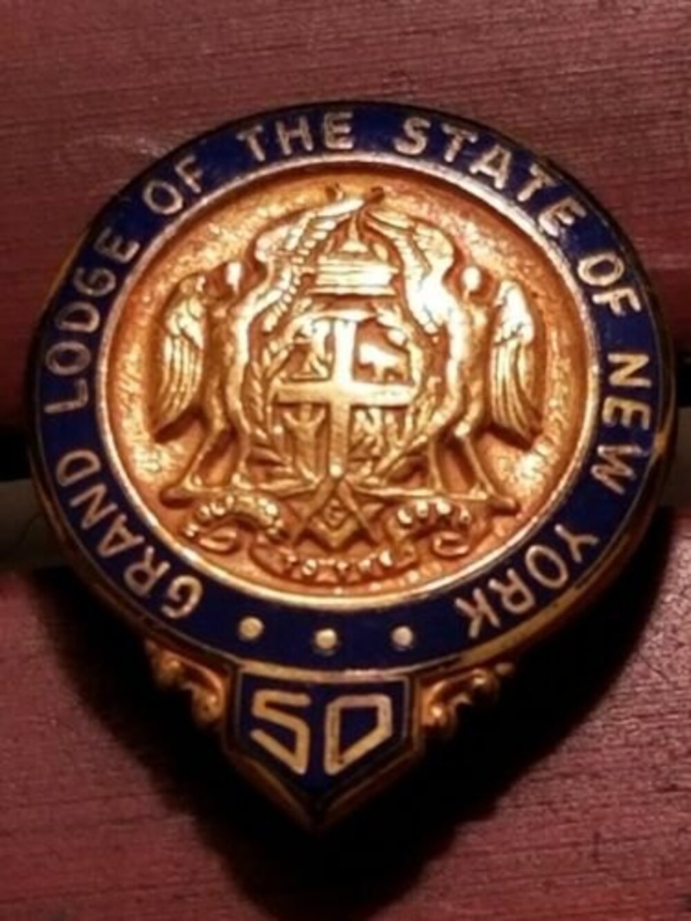 Vintage Masonic Grand Lodge Of The State Of New York 50 Year Lapel Pin 1/20 10k